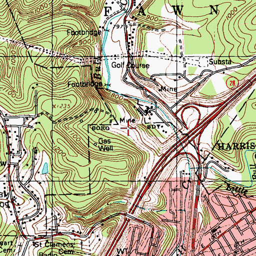 Topographic Map of Woodlawn Golf Course, PA