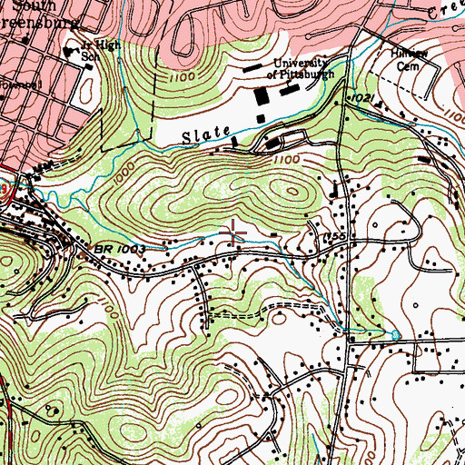 Topographic Map of Valley Green Golf Course, PA