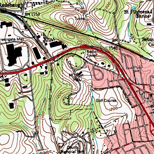 Topographic Map of Mount Oden Park Municipal Golf Course, PA