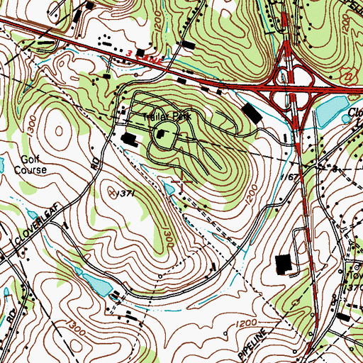 Topographic Map of Cloverleaf Golf Course, PA