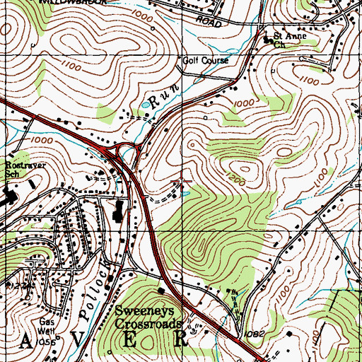 Topographic Map of Willowbrook Golf Course, PA