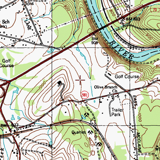 Topographic Map of Cedarbrook Golf Course, PA