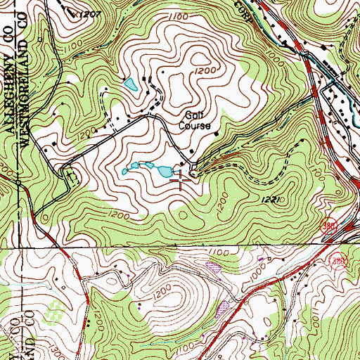 Topographic Map of Rolling Fields Golf Course, PA