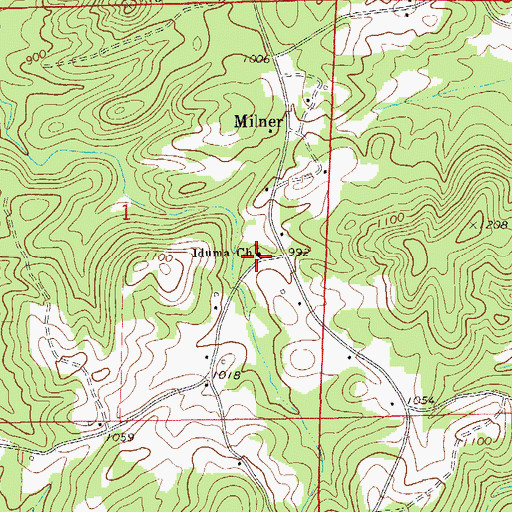 Topographic Map of Iduma Congregational Methodist Church, AL