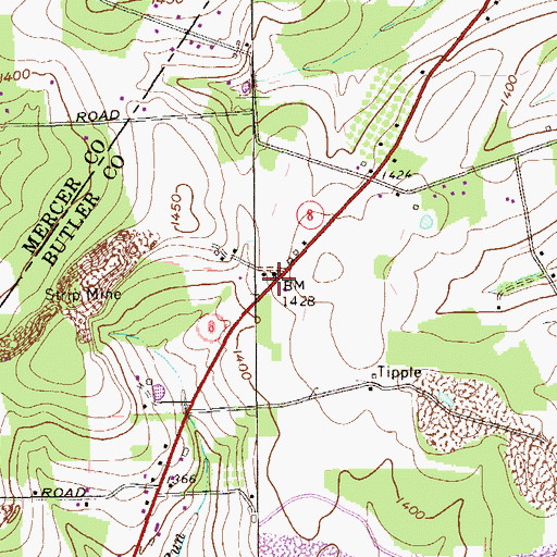 Topographic Map of Whiteoak School, PA