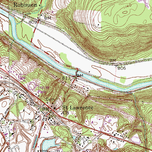 Topographic Map of Hillsville Station (historical), PA