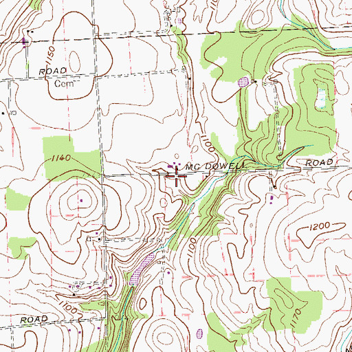 Topographic Map of McDowell School (historical), PA