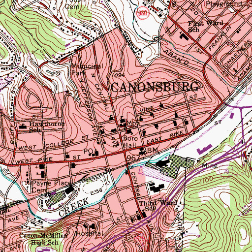 Topographic Map of McMillans Academy, PA