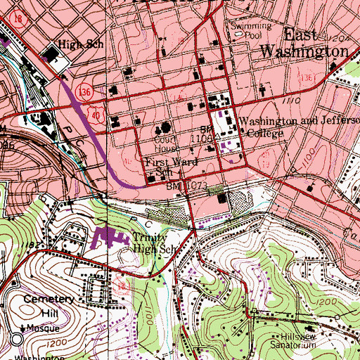 Topographic Map of David Bradford House, PA