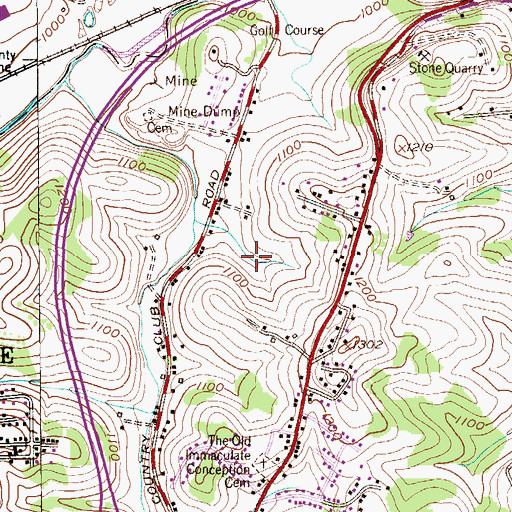 Topographic Map of Washington Golf Course, PA