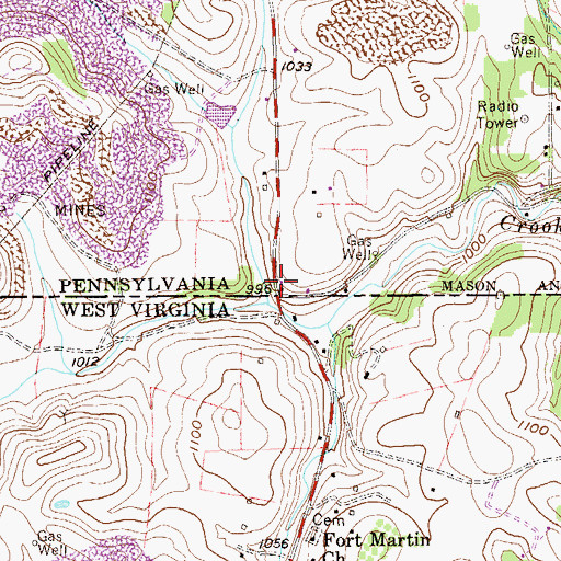 Topographic Map of Rosedale, PA
