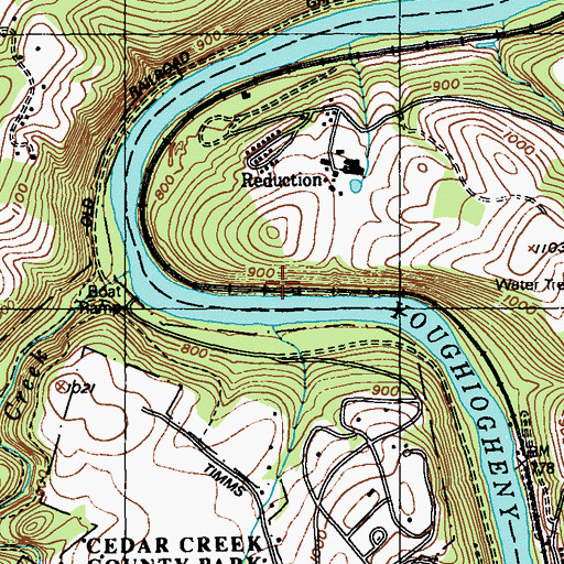 Topographic Map of Cedar Creek, PA