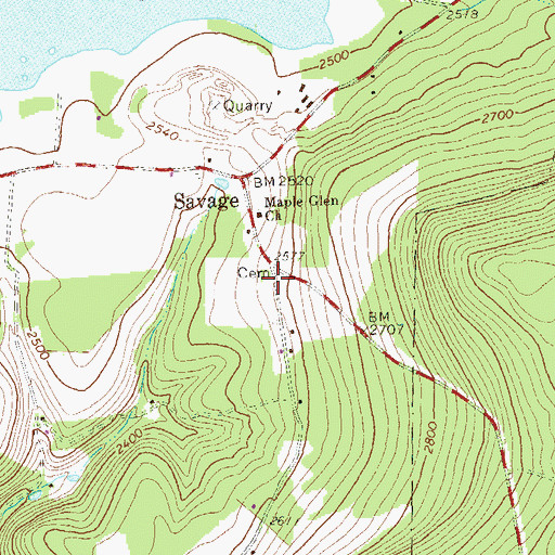 Topographic Map of Peck School (historical), PA