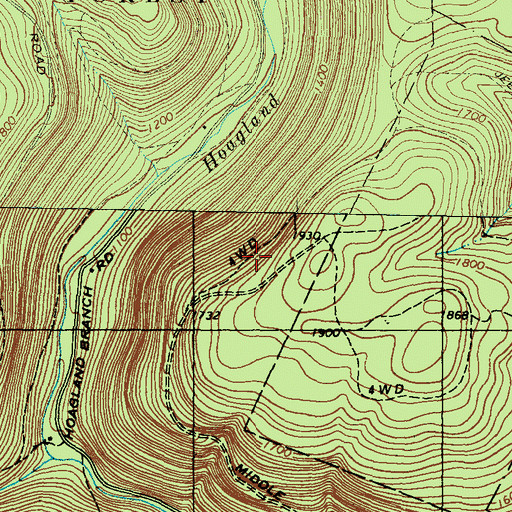 Topographic Map of Middle Hill Trail, PA