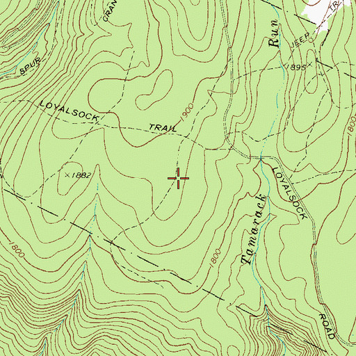 Topographic Map of Big Timber Spur, PA