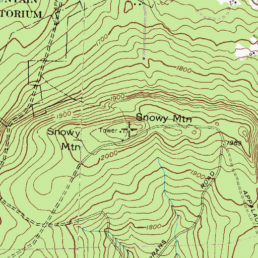 Topographic Map of Snowy Mountain Fire Tower, PA