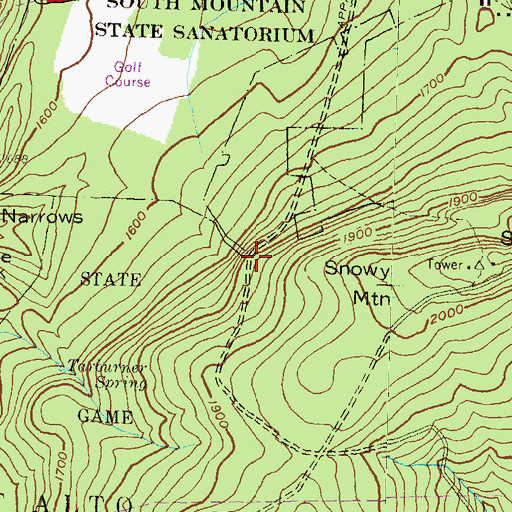 Topographic Map of Snowy Mountain Vista, PA