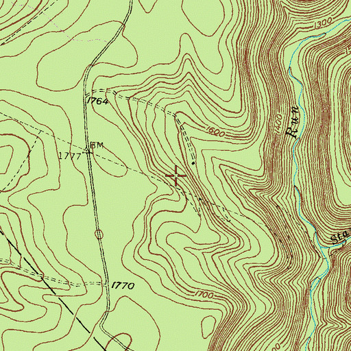 Topographic Map of Lick Run Trail, PA