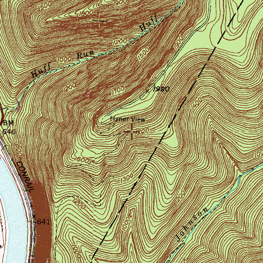 Topographic Map of Hyner View Trail, PA