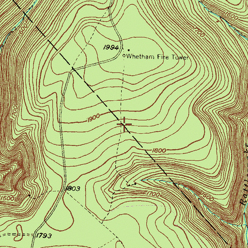 Topographic Map of Whetham Tower Trail, PA