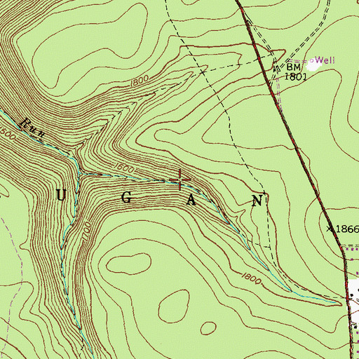 Topographic Map of Reeder Trail, PA
