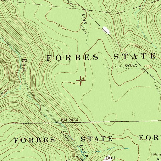 Topographic Map of Wolf Rocks Trail, PA