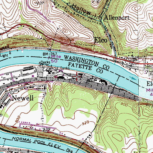 Topographic Map of Lucyville, PA