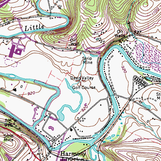 Topographic Map of Hartmanns Deep Valley Golf Course, PA
