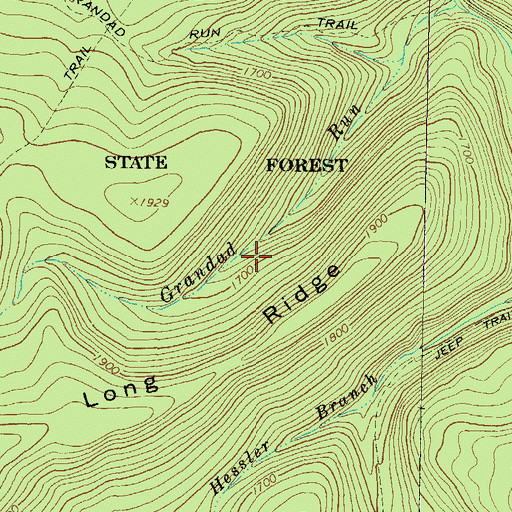 Topographic Map of Grandad Trail, PA