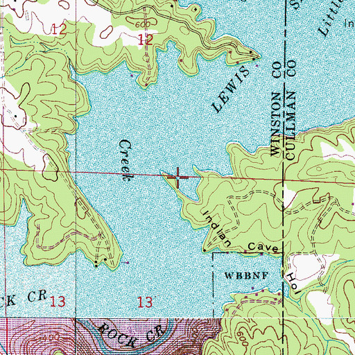 Topographic Map of Indian Cave Hollow, AL