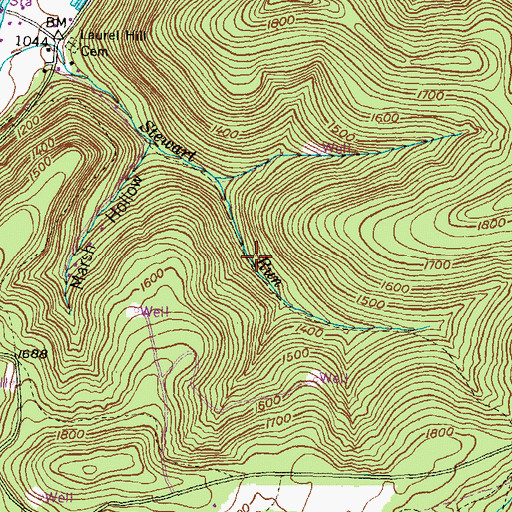 Topographic Map of Marsh Hollow Trail, PA