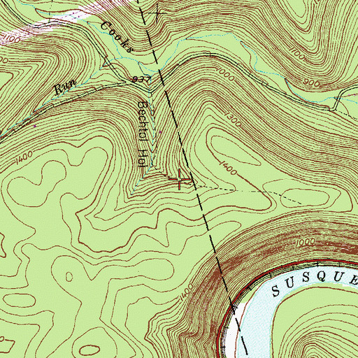 Topographic Map of Bechtel Trail, PA