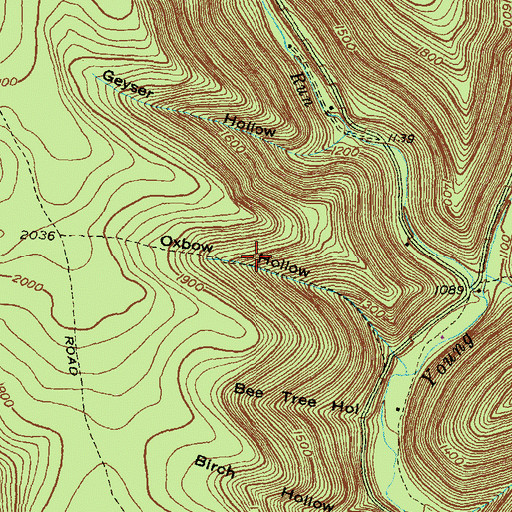 Topographic Map of Oxbow Hollow Trail, PA