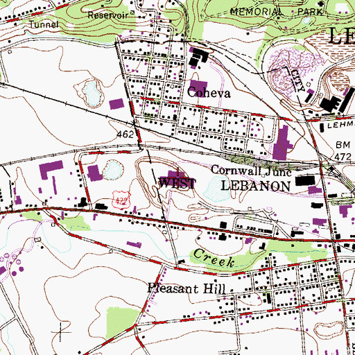 Topographic Map of Lebanon Valley Mall, PA