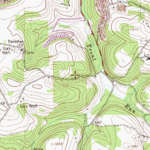 Topographic Map of Phillippi School (historical), PA