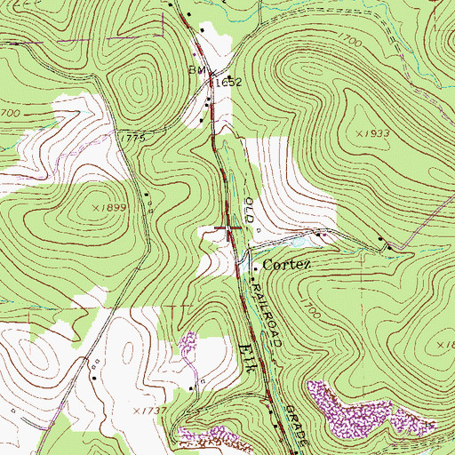 Topographic Map of Cortez School (historical), PA