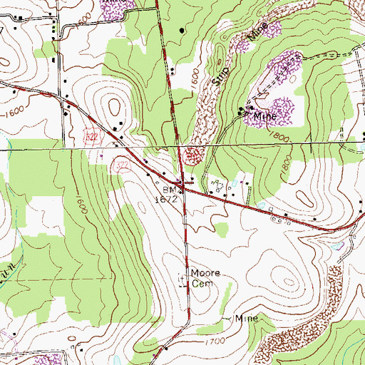 Topographic Map of Baum School, PA