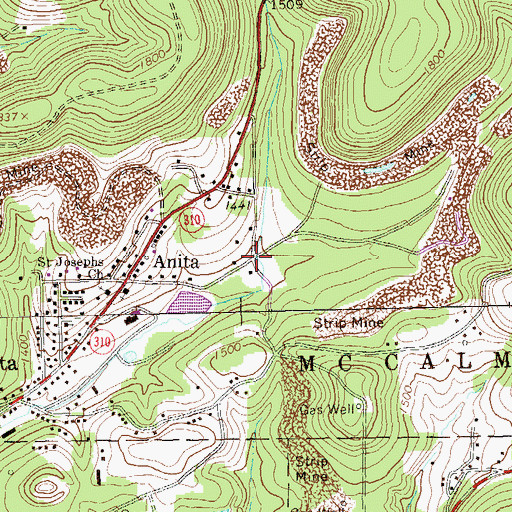 Topographic Map of Anita Station (historical), PA