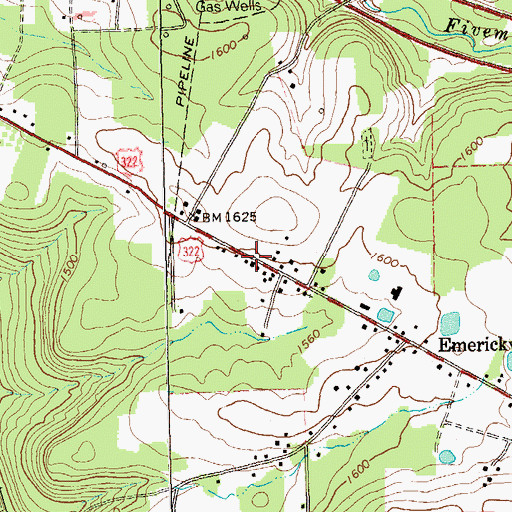 Topographic Map of Mile Hill School, PA