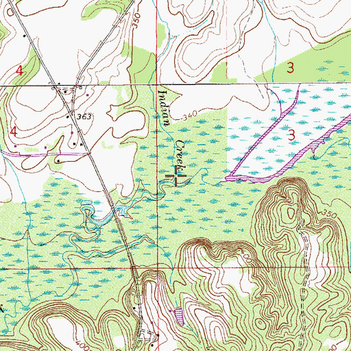Topographic Map of Indian Creek, AL