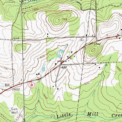 Topographic Map of Bower School, PA