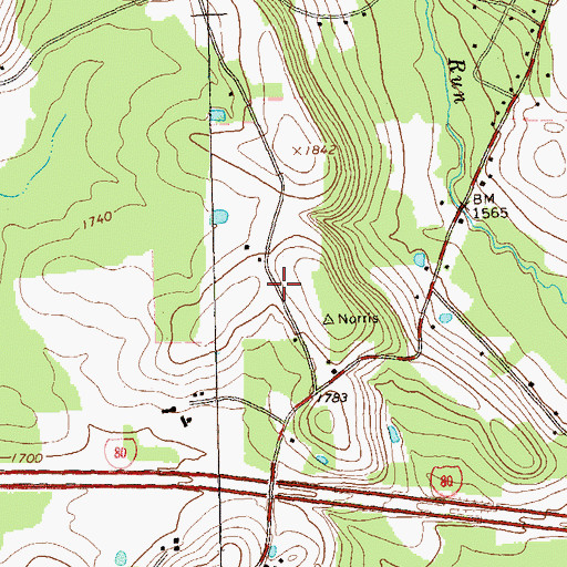 Topographic Map of Crawford School (historical), PA