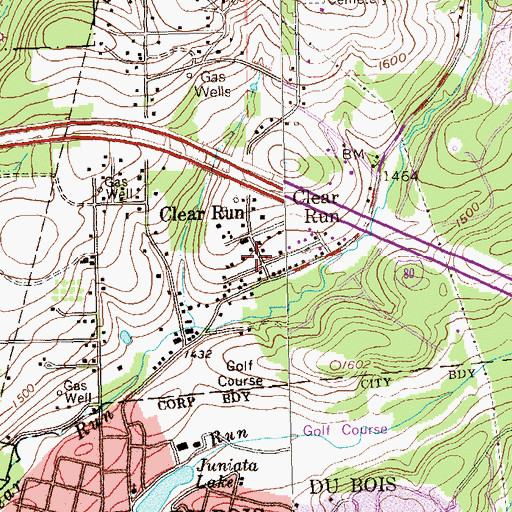 Topographic Map of Clear Run School (historical), PA