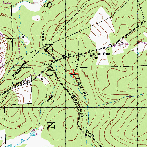 Topographic Map of Laurel Bend Camp, PA