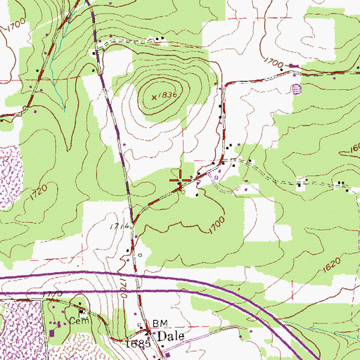 Topographic Map of Dale School, PA