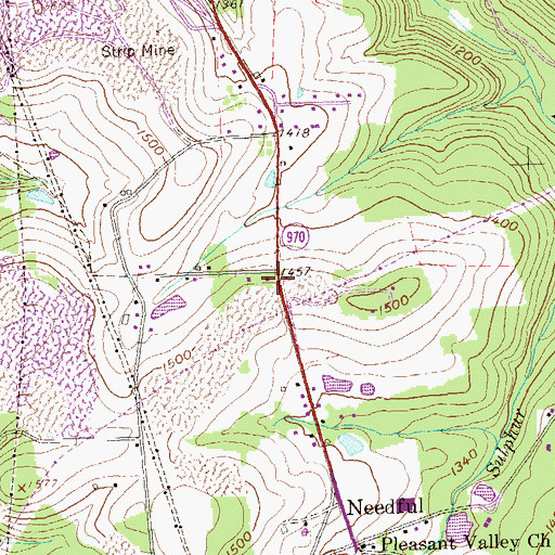Topographic Map of Pleasant Hill School (historical), PA