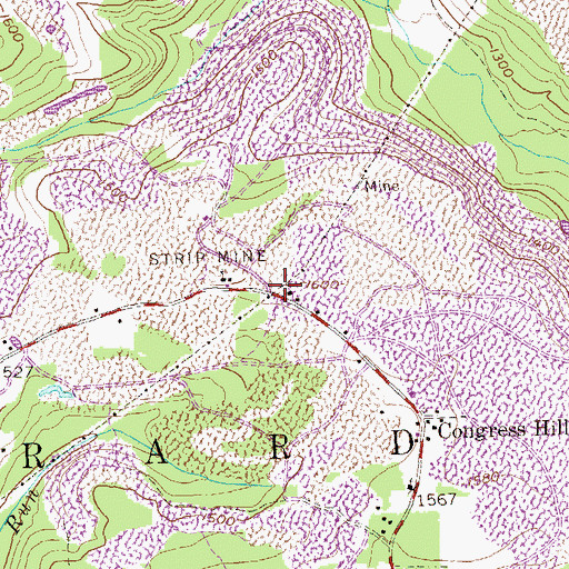 Topographic Map of Mount Sinai School (historical), PA