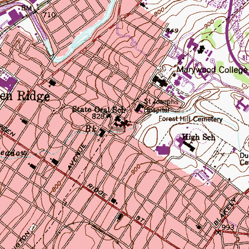 Topographic Map of Scranton State School for the Deaf, PA