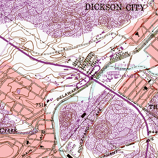 Topographic Map of Johnson School of Technology, PA