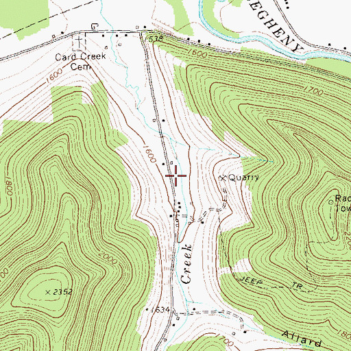 Topographic Map of Card Creek School, PA
